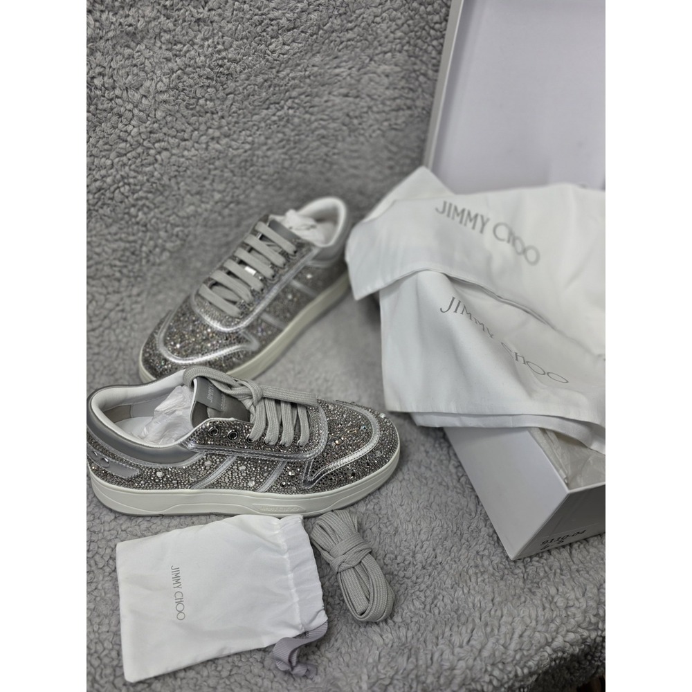 Jimmy Choo Hawaii Crystal Satin & Leather Sneaker‎ Women's EU36.5 US 6.5 - Picture 15 of 16